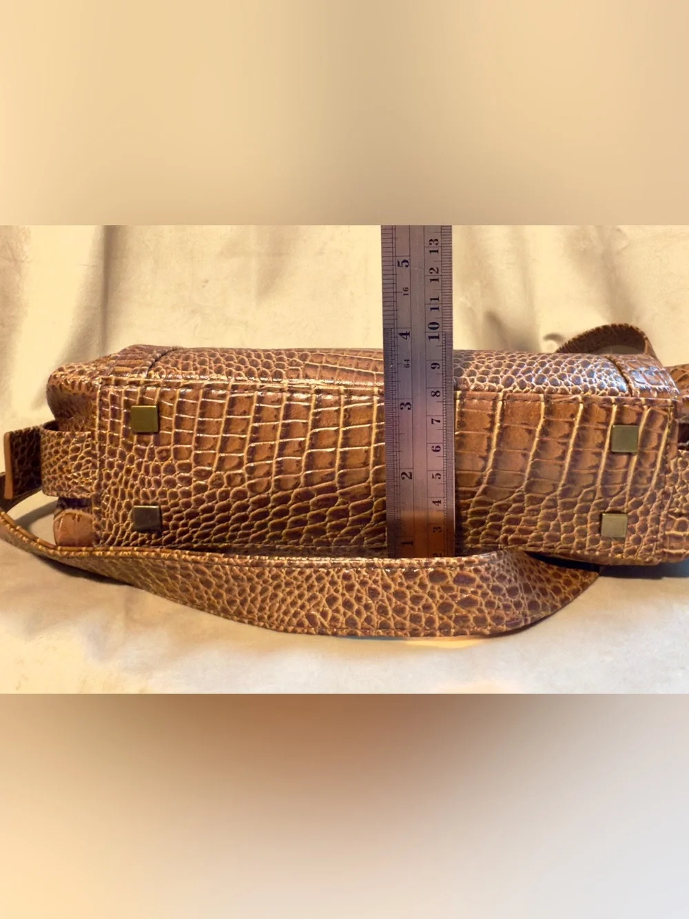Coldwater Creek Brown Croc-Texture Crossbody Bag